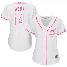 Women's Majestic Cleveland Indians #14 Larry Doby Replica White Fashion Cool Base MLB Jersey