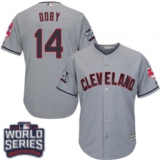 Youth Majestic Cleveland Indians #14 Larry Doby Authentic Grey Road 2016 World Series Bound Cool Base MLB Jersey