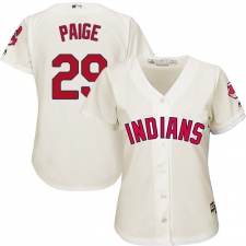 Women's Majestic Cleveland Indians #29 Satchel Paige Replica Cream Alternate 2 Cool Base MLB Jersey