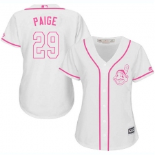 Women's Majestic Cleveland Indians #29 Satchel Paige Replica White Fashion Cool Base MLB Jersey