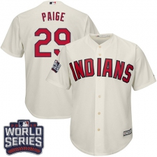 Youth Majestic Cleveland Indians #29 Satchel Paige Authentic Cream Alternate 2 2016 World Series Bound Cool Base MLB Jersey