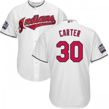 Youth Majestic Cleveland Indians #30 Joe Carter Authentic White Home 2016 World Series Bound Cool Base MLB Jersey