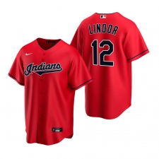 Men's Nike Cleveland Indians #12 Francisco Lindor Red Alternate Stitched Baseball Jersey