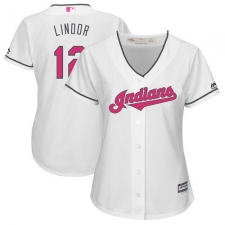 Women's Majestic Cleveland Indians #12 Francisco Lindor Replica White Mother's Day Cool Base MLB Jersey