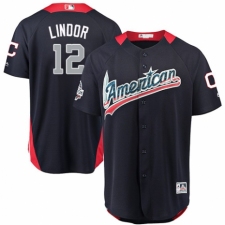 Youth Majestic Cleveland Indians #12 Francisco Lindor Game Navy Blue American League 2018 MLB All-Star MLB Jersey