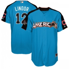 Youth Majestic Cleveland Indians #12 Francisco Lindor Replica Blue American League 2017 MLB All-Star MLB Jersey