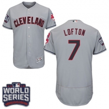 Men's Majestic Cleveland Indians #7 Kenny Lofton Grey 2016 World Series Bound Flexbase Authentic Collection MLB Jersey