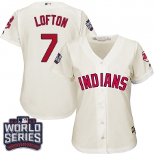Women's Majestic Cleveland Indians #7 Kenny Lofton Authentic Cream Alternate 2 2016 World Series Bound Cool Base MLB Jersey