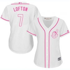 Women's Majestic Cleveland Indians #7 Kenny Lofton Authentic White Fashion Cool Base MLB Jersey
