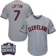 Youth Majestic Cleveland Indians #7 Kenny Lofton Authentic Grey Road 2016 World Series Bound Cool Base MLB Jersey