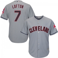 Youth Majestic Cleveland Indians #7 Kenny Lofton Authentic Grey Road Cool Base MLB Jersey