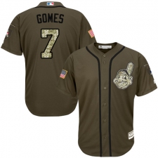Youth Majestic Cleveland Indians #7 Yan Gomes Replica Green Salute to Service MLB Jersey