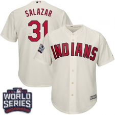 Youth Majestic Cleveland Indians #31 Danny Salazar Authentic Cream Alternate 2 2016 World Series Bound Cool Base MLB Jersey