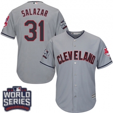 Youth Majestic Cleveland Indians #31 Danny Salazar Authentic Grey Road 2016 World Series Bound Cool Base MLB Jersey