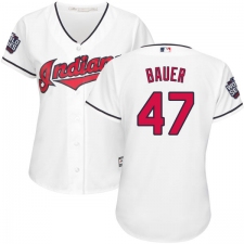 Women's Majestic Cleveland Indians #47 Trevor Bauer Authentic White Home 2016 World Series Bound Cool Base MLB Jersey