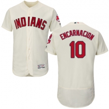 Men's Majestic Cleveland Indians #10 Edwin Encarnacion Cream Flexbase Authentic Collection MLB Jersey