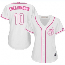 Women's Majestic Cleveland Indians #10 Edwin Encarnacion Authentic White Fashion Cool Base MLB Jersey