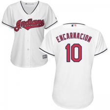 Women's Majestic Cleveland Indians #10 Edwin Encarnacion Replica White Home Cool Base MLB Jersey