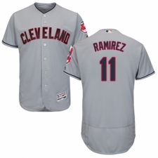 Men's Majestic Cleveland Indians #11 Jose Ramirez Grey Road Flex Base Authentic Collection MLB Jersey