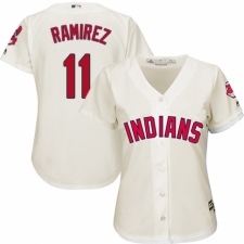 Women's Majestic Cleveland Indians #11 Jose Ramirez Authentic Cream Alternate 2 Cool Base MLB Jersey