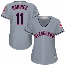 Women's Majestic Cleveland Indians #11 Jose Ramirez Authentic Grey Road Cool Base MLB Jersey