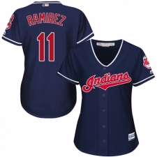 Women's Majestic Cleveland Indians #11 Jose Ramirez Replica Navy Blue Alternate 1 Cool Base MLB Jersey