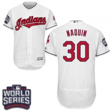 Men's Majestic Cleveland Indians #30 Tyler Naquin White 2016 World Series Bound Flexbase Authentic Collection MLB Jersey