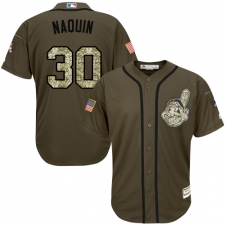 Youth Majestic Cleveland Indians #30 Tyler Naquin Authentic Green Salute to Service MLB Jersey