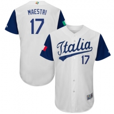Men's Italy Baseball Majestic #17 Alex Maestri White 2017 World Baseball Classic Authentic Team Jersey