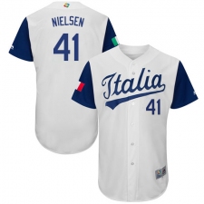 Men's Italy Baseball Majestic #41 Trey Nielsen White 2017 World Baseball Classic Authentic Team Jersey