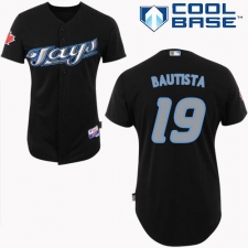 Men's Majestic Toronto Blue Jays #19 Jose Bautista Authentic Black Cool Base MLB Jersey