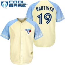 Men's Majestic Toronto Blue Jays #19 Jose Bautista Authentic Cream Exclusive Vintage Cool Base MLB Jersey
