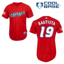 Men's Majestic Toronto Blue Jays #19 Jose Bautista Authentic Red Cool Base MLB Jersey
