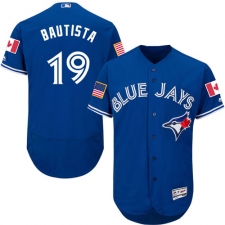 Men's Majestic Toronto Blue Jays #19 Jose Bautista Authentic Royal Blue Fashion Stars & Stripes Flex Base MLB Jersey