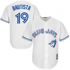 Men's Majestic Toronto Blue Jays #19 Jose Bautista Replica White Cooperstown MLB Jersey