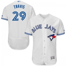 Men's Majestic Toronto Blue Jays #29 Devon Travis White Home Flex Base Authentic Collection MLB Jersey