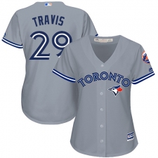 Women's Majestic Toronto Blue Jays #29 Devon Travis Replica Grey Road MLB Jersey