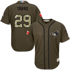 Youth Majestic Toronto Blue Jays #29 Devon Travis Authentic Green Salute to Service MLB Jersey