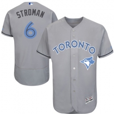 Men's Majestic Toronto Blue Jays #6 Marcus Stroman Authentic Gray 2016 Father's Day Fashion Flex Base MLB Jersey