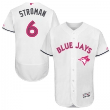 Men's Majestic Toronto Blue Jays #6 Marcus Stroman Authentic White 2016 Mother's Day Fashion Flex Base MLB Jersey