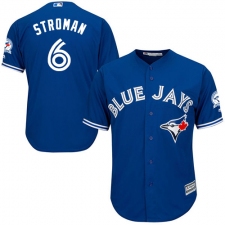 Men's Majestic Toronto Blue Jays #6 Marcus Stroman Replica Blue Alternate 40th Anniversary Patch MLB Jersey