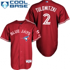 Men's Majestic Toronto Blue Jays #2 Troy Tulowitzki Replica Red Canada Day MLB Jersey