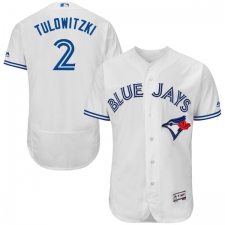 Men's Majestic Toronto Blue Jays #2 Troy Tulowitzki White Home Flex Base Authentic Collection MLB Jersey