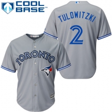 Women's Majestic Toronto Blue Jays #2 Troy Tulowitzki Replica Grey MLB Jersey