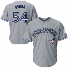 Men's Majestic Toronto Blue Jays #54 Roberto Osuna Replica Grey Road 40th Anniversary Patch MLB Jersey