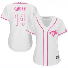 Women's Majestic Toronto Blue Jays #14 Justin Smoak Replica White Fashion Cool Base MLB Jersey