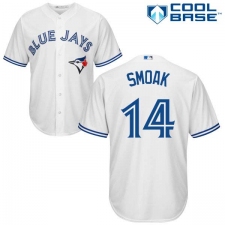 Youth Majestic Toronto Blue Jays #14 Justin Smoak Replica White Home MLB Jersey