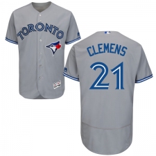 Men's Majestic Toronto Blue Jays #21 Roger Clemens Grey Road Flex Base Authentic Collection MLB Jersey