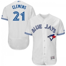 Men's Majestic Toronto Blue Jays #21 Roger Clemens White Home Flex Base Authentic Collection MLB Jersey