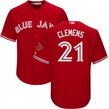Youth Majestic Toronto Blue Jays #21 Roger Clemens Replica Scarlet Alternate MLB Jersey